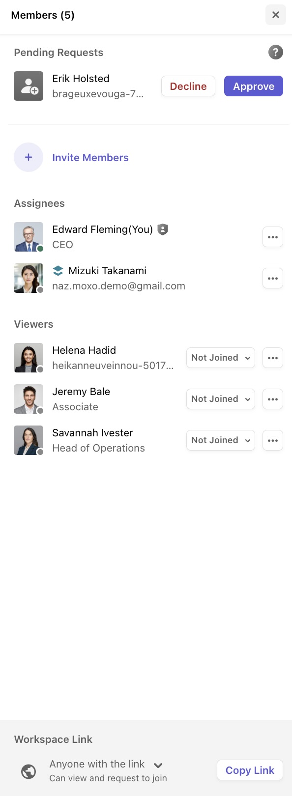 Invite New Internal Users – Moxo Support